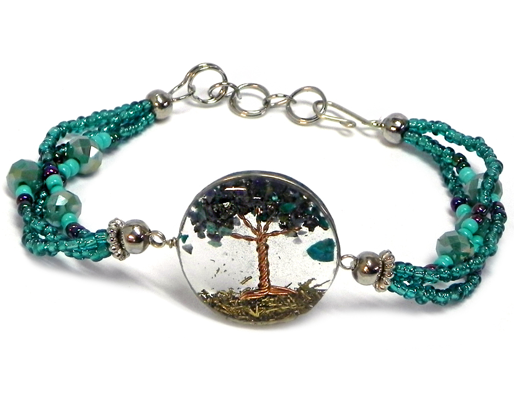 Tree of Life Chip Stone Inlay Crystal Beaded Multi Strand Bracelet - Mia  Jewel Shop