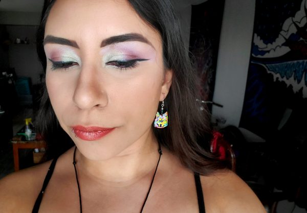 Mia Jewel Shop: Rainbow Art Wolf Face Earrings