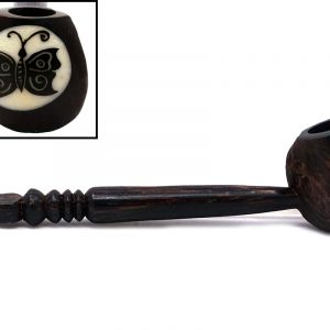 Handcarved tobacco smoking natural tagua nut hand pipe of a butterfly in large size.