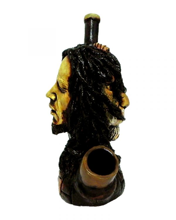 Handcrafted medium-sized tobacco smoking hand pipe of Bob connected to a lion.