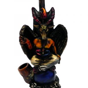 Handcrafted medium-sized tobacco smoking hand pipe of Baphomet, the Sabbatic goat.