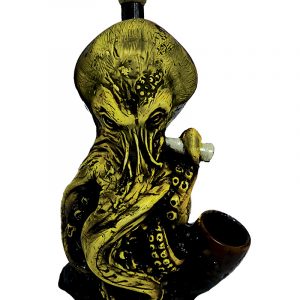 Handcrafted medium-sized tobacco smoking hand pipe of a smoking Kraken octopus.
