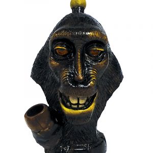 Handcrafted medium-sized tobacco smoking hand pipe of a famous smiling selfie monkey face.