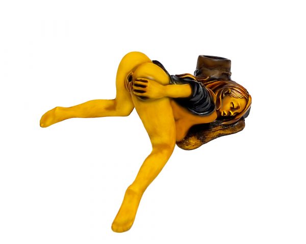 Handcrafted medium-sized tobacco smoking hand pipe of a sexy anime girl bent over in doggy style position.