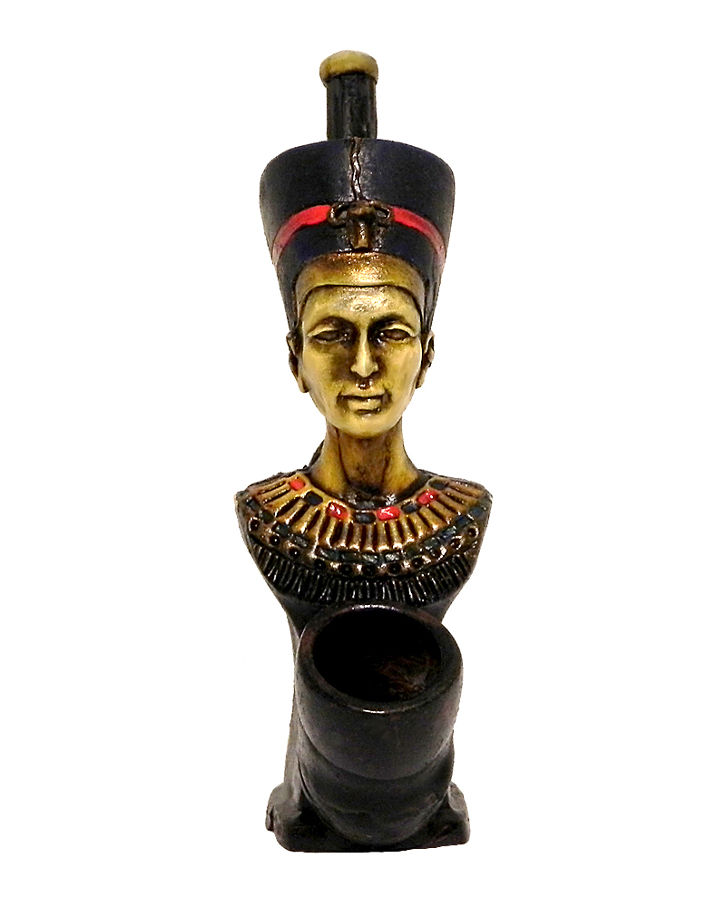 Handcrafted medium-sized tobacco smoking hand pipe of Queen Nefertiti, wife of Egyptian Pharaoh, Akhenaten.