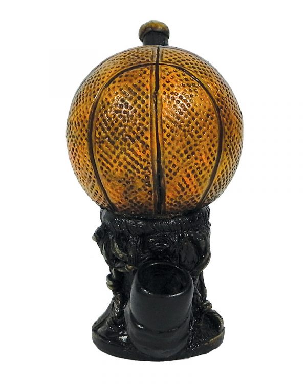Handcrafted medium-sized tobacco smoking hand pipe of an orange basketball ball.