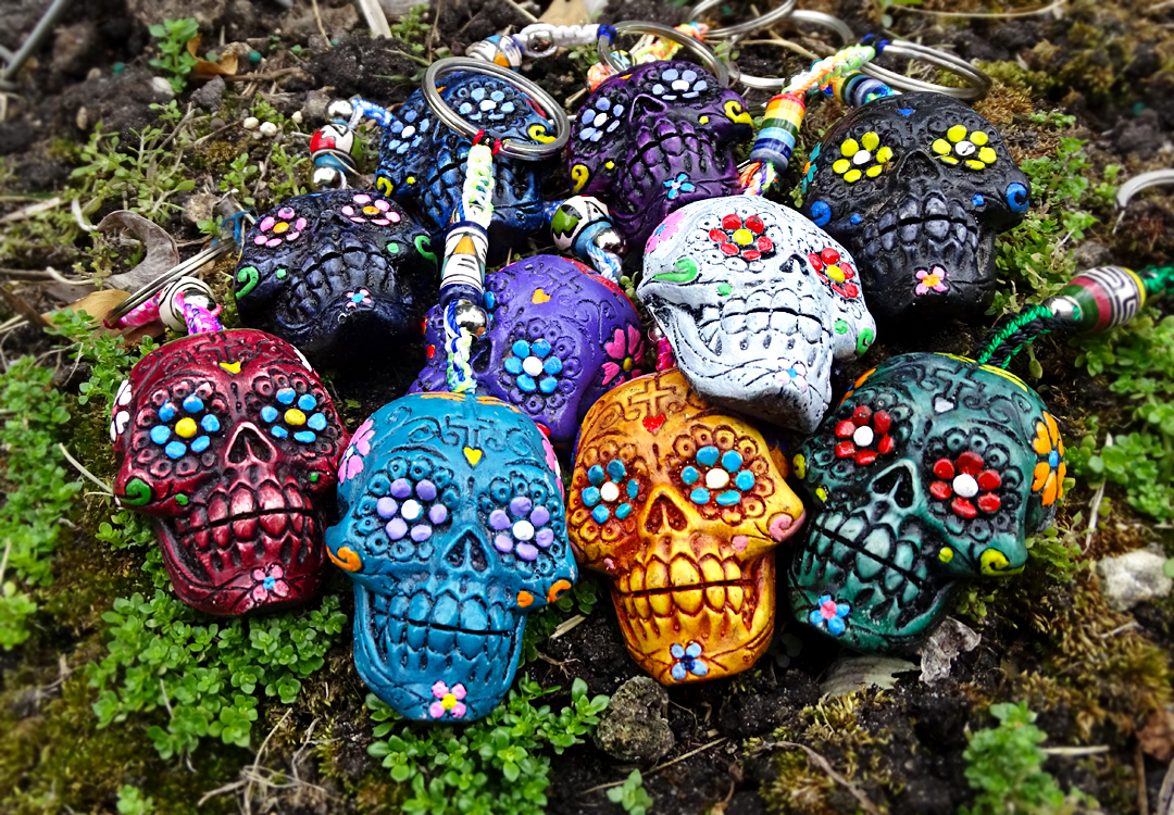Sugar Skull Keychain - Mia Jewel Shop - Day of the Dead Gifts