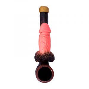 Handcrafted tobacco smoking hand pipe of a pink penis in mini size.