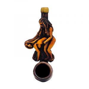 Handcrafted tobacco smoking hand pipe of a dreaded man and woman couple in a doggy style sex position in mini size.