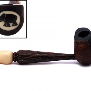 Handcarved tobacco smoking natural tagua nut hand pipe of a big bear in medium size