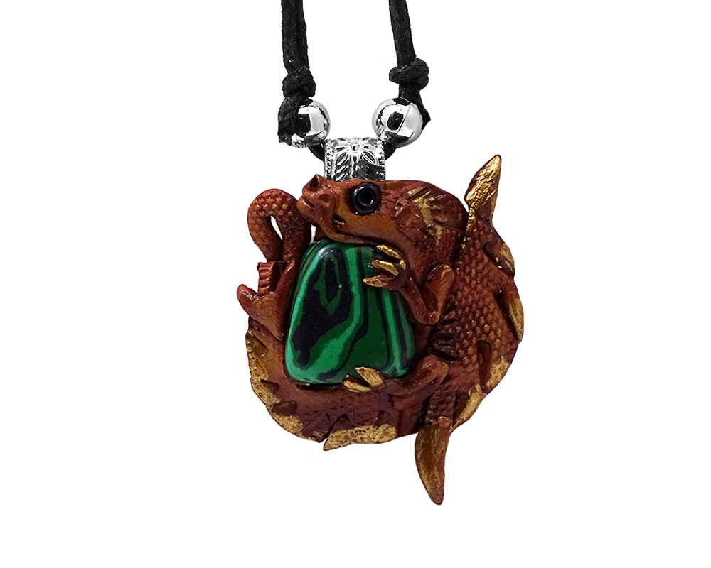 Dark Long Dragon Pendant Gemstone Necklace - Dragon Crystal Necklace –  Wicked Tender