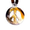 Peace sign shaped natural bull horn pendant on adjustable necklace.