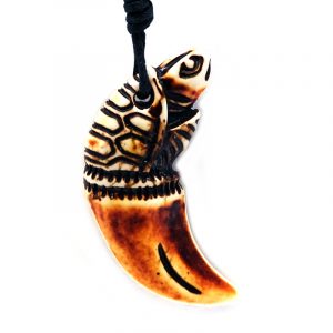 Handmade brown sea turtle tooth resin pendant on adjustable necklace.