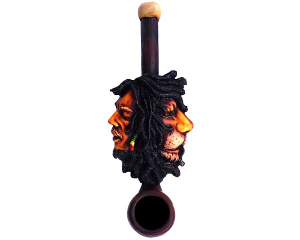 Handcrafted tobacco smoking hand pipe of Bob connected to a lion in small size.