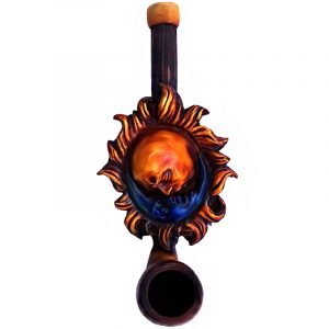 Handcrafted tobacco smoking hand pipe of a kissing sun and crescent half moon in small size.