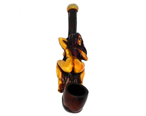 Handcrafted tobacco smoking hand pipe of a sexy nude girl with a big booty in small size.