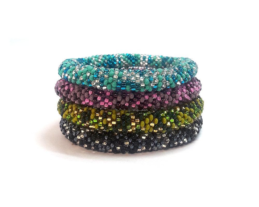 Czech glass seed bead bangle bracelet.
