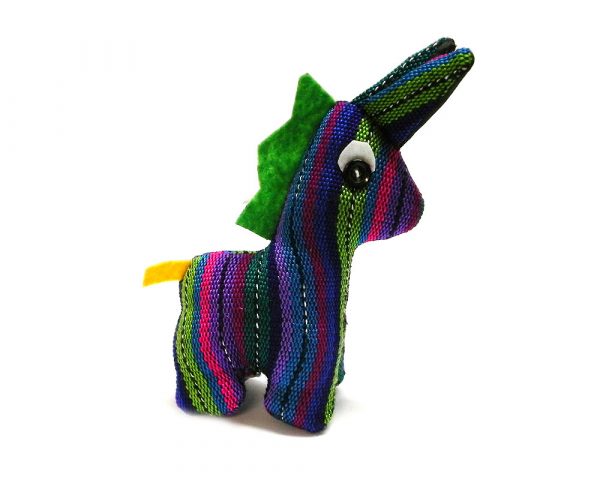 Handmade mini multicolored striped cotton stuffed animal short donkey toy.