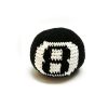 Handmade single hacky ball with 8 ball design in black and white color combination.