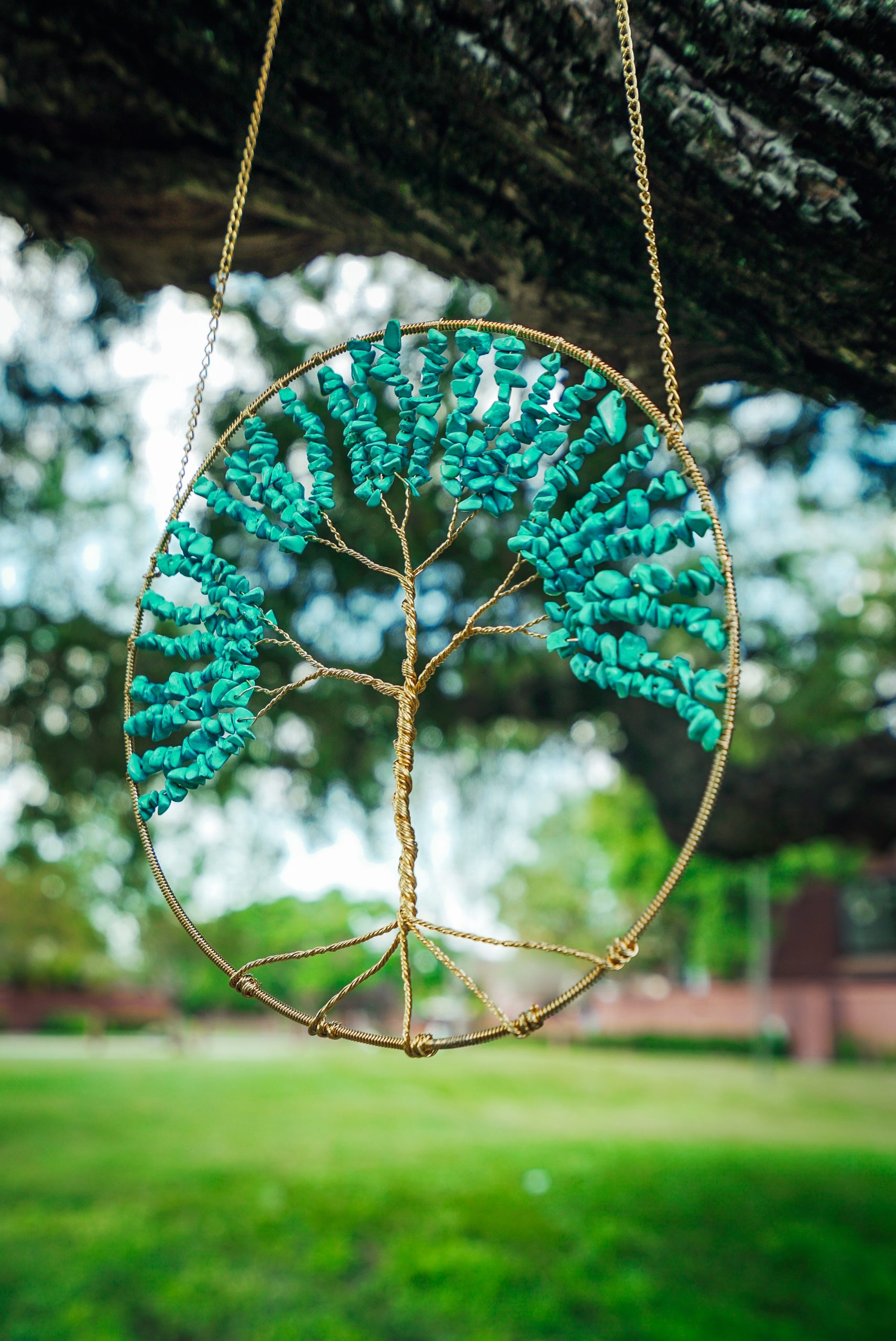 Mia Jewel Shop: Round Tree of Life Chip Stone Hanging Ornament