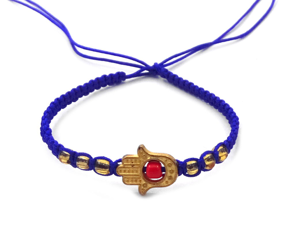 Evil Eye Bracelet, Blue Seed Beads Bracelet, Gold Charm Bracelet