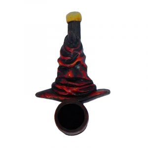Handcrafted tobacco smoking hand pipe of a red wizard hat in mini size.