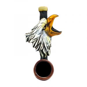 Handcrafted tobacco smoking hand pipe of an American bald eagle head in mini size.