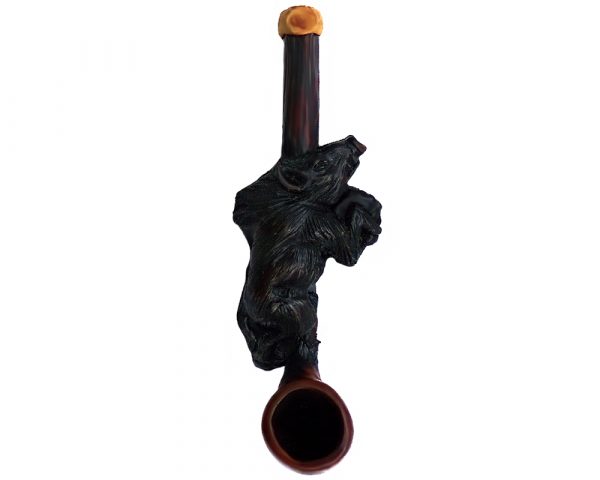 Handcrafted tobacco smoking hand pipe of a wild boar in small size.