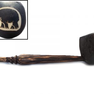 Handcarved tobacco smoking natural tagua nut hand pipe of a big bear in large size.