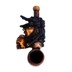Handcrafted tobacco smoking hand pipe of Bob singing on microphone in mini size.