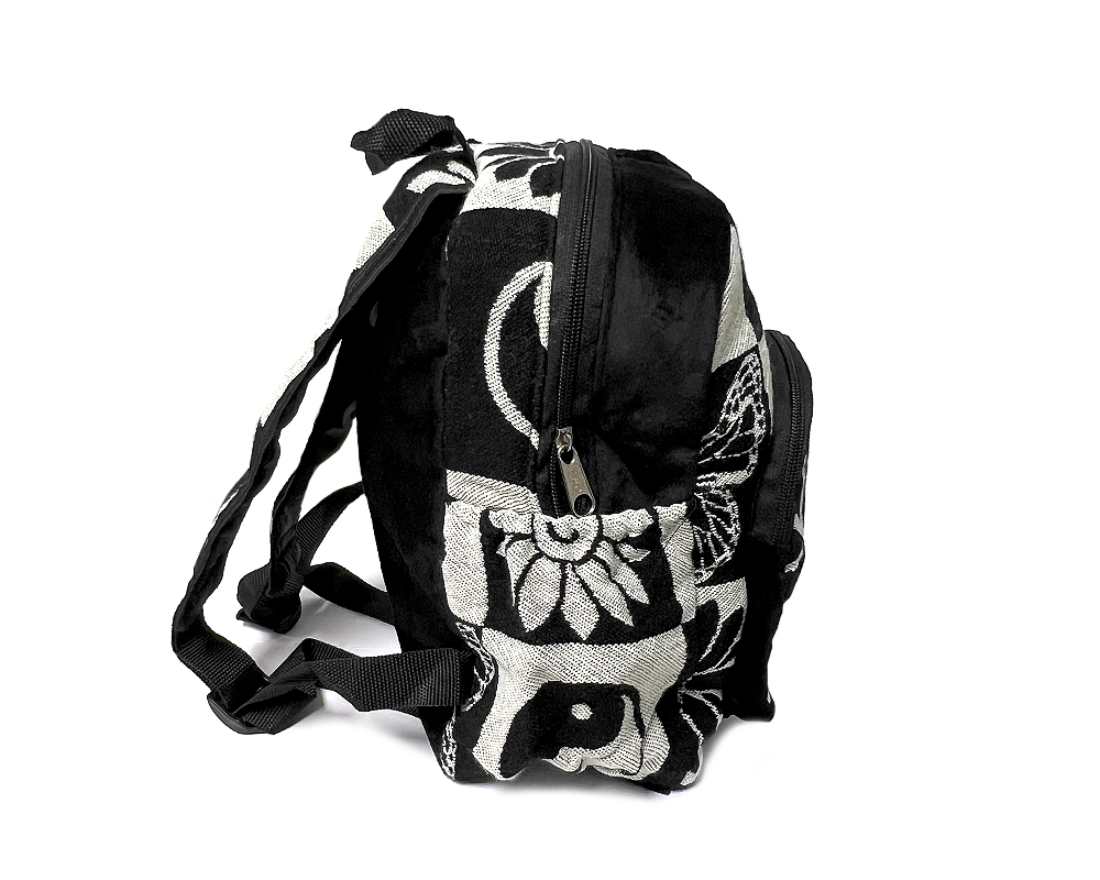 Small Hippie Backpack - Black/White