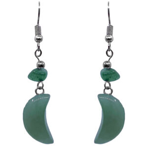 Moon Stone Earrings - Green Aventurine