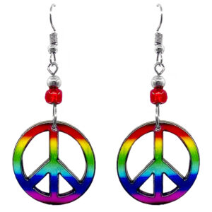 Rainbow Peace Sign Earrings - Rainbow
