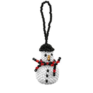 Mini Seed Bead Snowman Christmas Ornament - Black