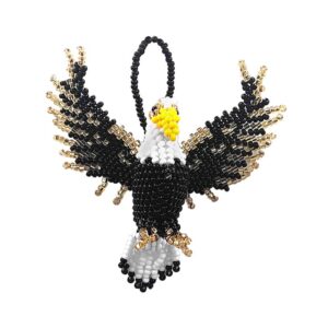 Seed Bead Eagle Ornament - Black/White
