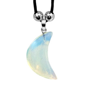 Crescent Moon Stone Necklace - White Opalite