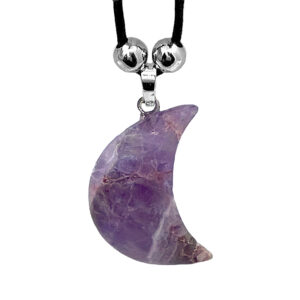 Crescent Moon Stone Necklace - Purple Amethyst