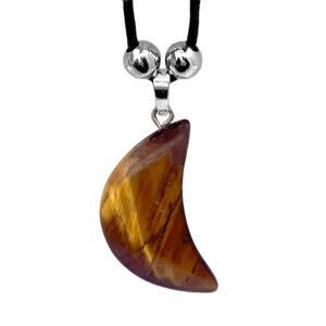 Crescent Moon Stone Necklace - Brown Tiger's Eye