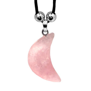 Crescent Moon Stone Necklace - Pink Rose Quartz