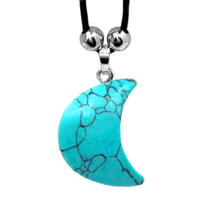Crescent Moon Stone Necklace - Turquoise Howlite