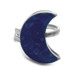 Moon Chip Stone Inlay Ring - Blue Lapis Lazuli
